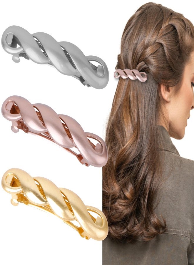 Ondder 3Pcs French Barrette Hair Clips Barrettes for Thick Hair Metal Hair Clips Hair Barrettes for Women Hair Accessories for Girls Women - Image 1